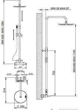TIME_OUT - Wall-mounted brass shower panel with hand shower by Rubinetterie Treemme - view 3